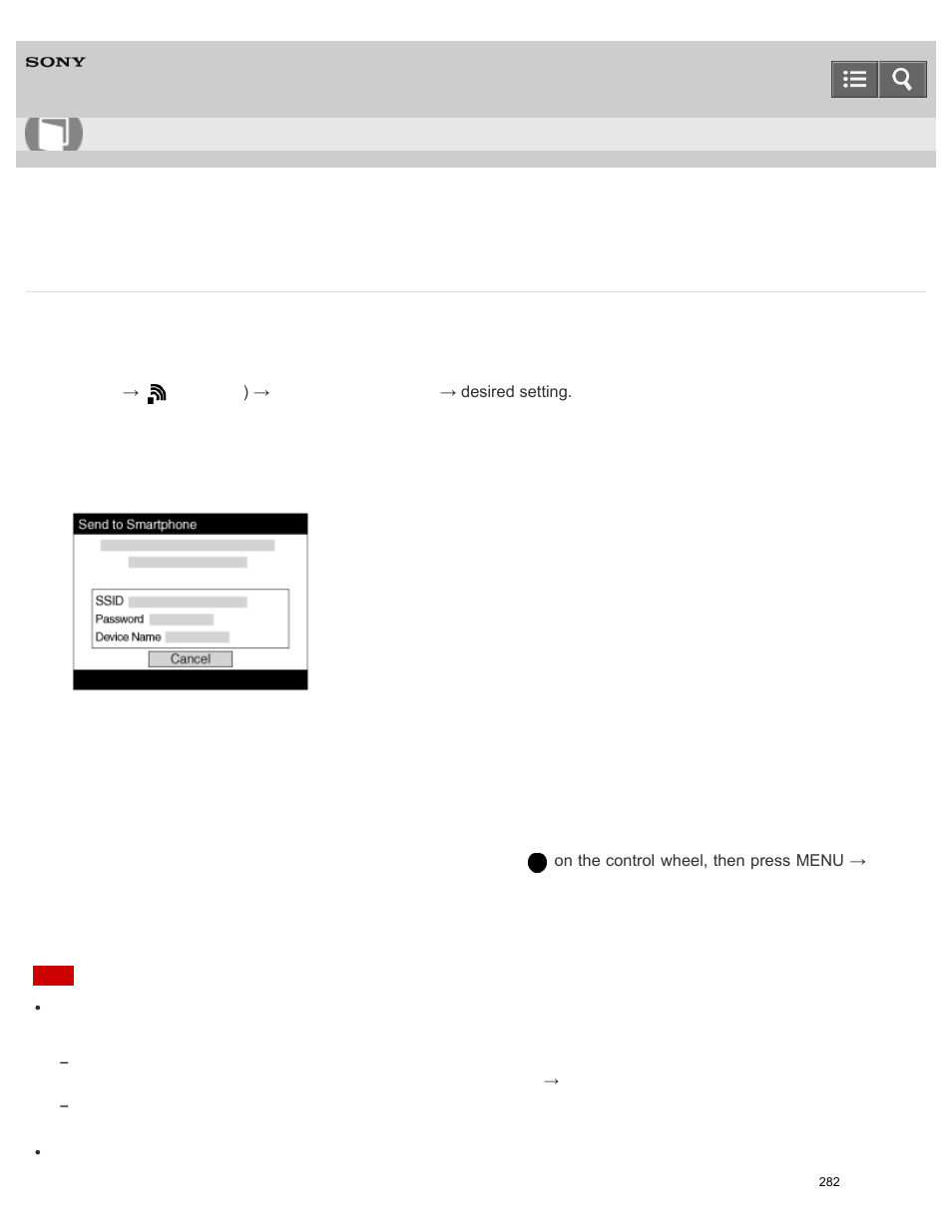 Send to smartphone, Help guide | Sony ILCE-5000 User Manual | Page 282 / 406