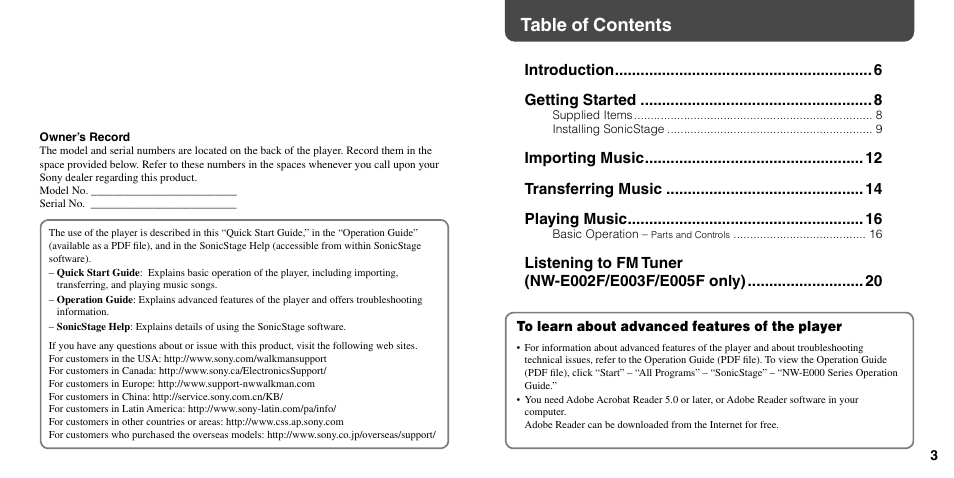 Sony NW-E003F User Manual | Page 2 / 11