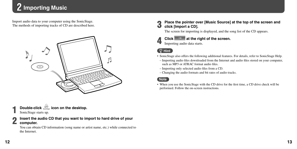 Importing music | Sony NW-E003F User Manual | Page 7 / 11
