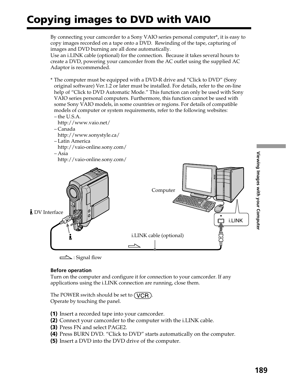 Copying images to dvd with vaio | Sony DCR-PC105 User Manual | Page 189 / 240