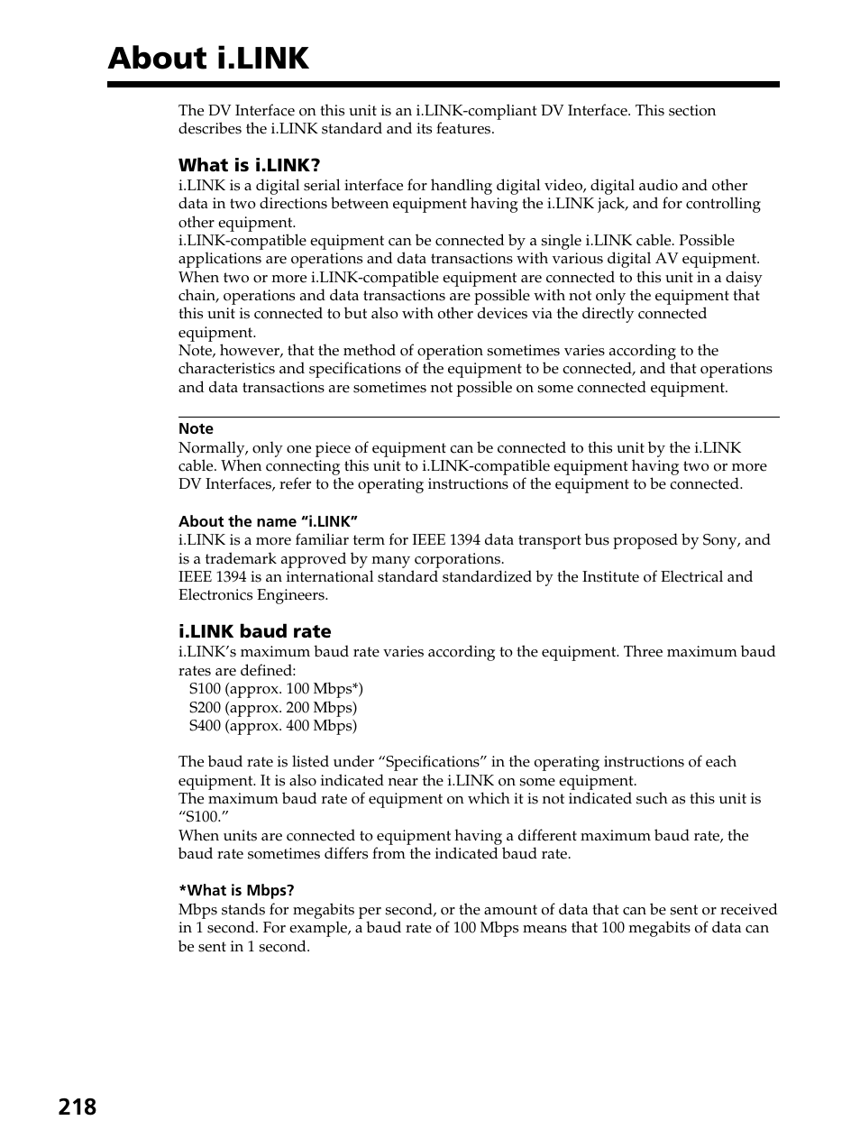 About i.link | Sony DCR-PC105 User Manual | Page 218 / 240