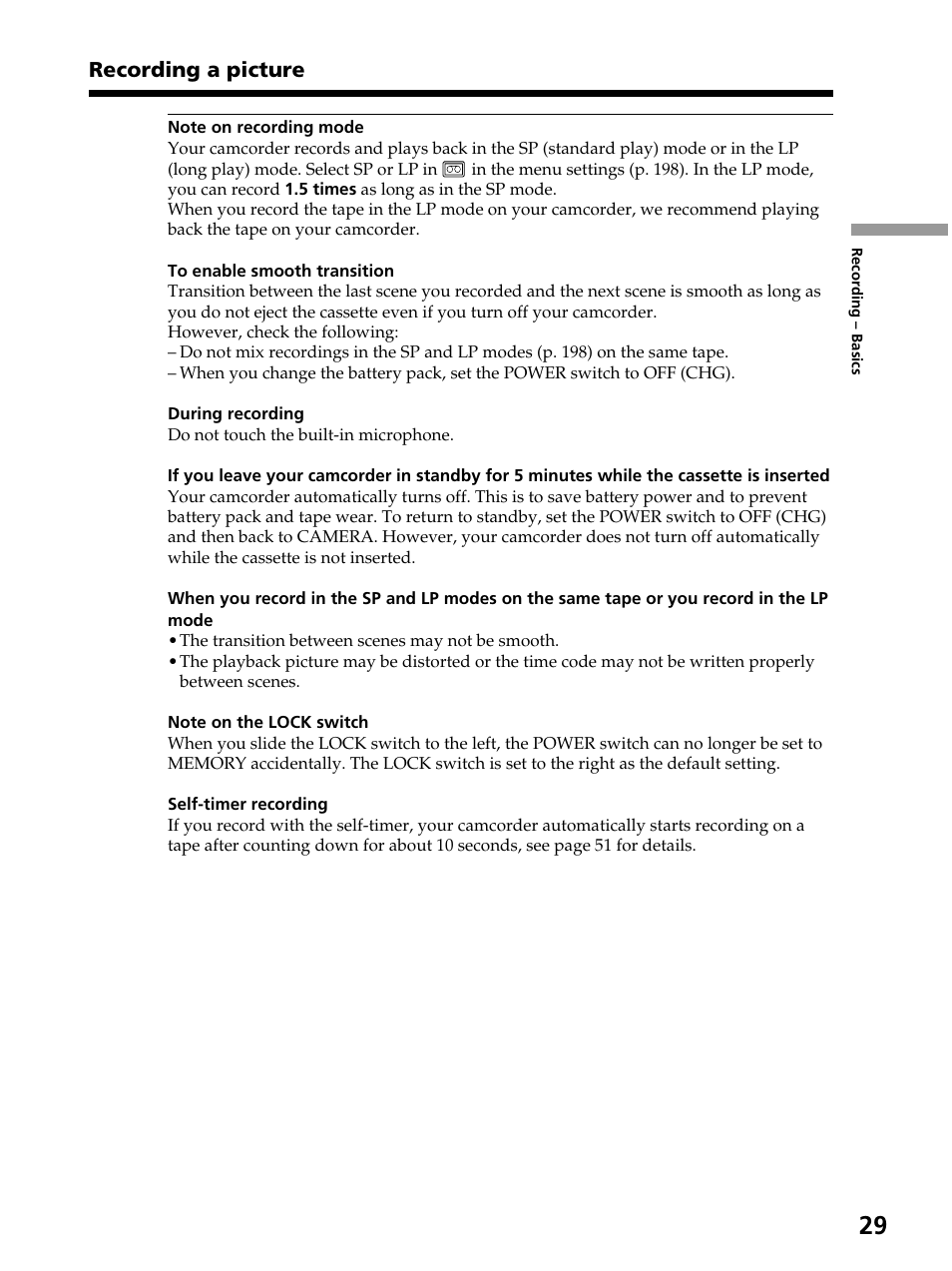 Recording a picture | Sony DCR-PC105 User Manual | Page 29 / 240