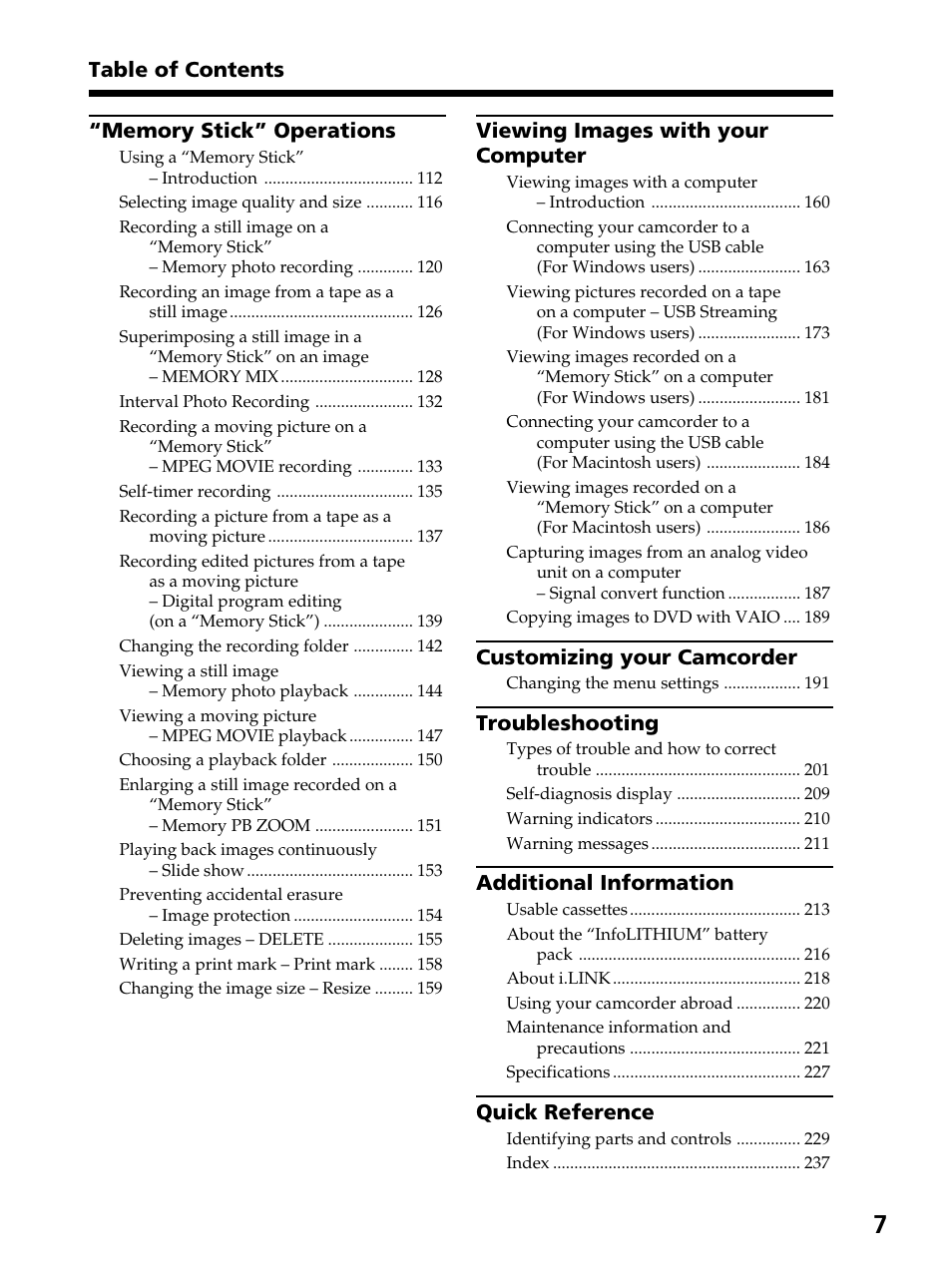 Sony DCR-PC105 User Manual | Page 7 / 240