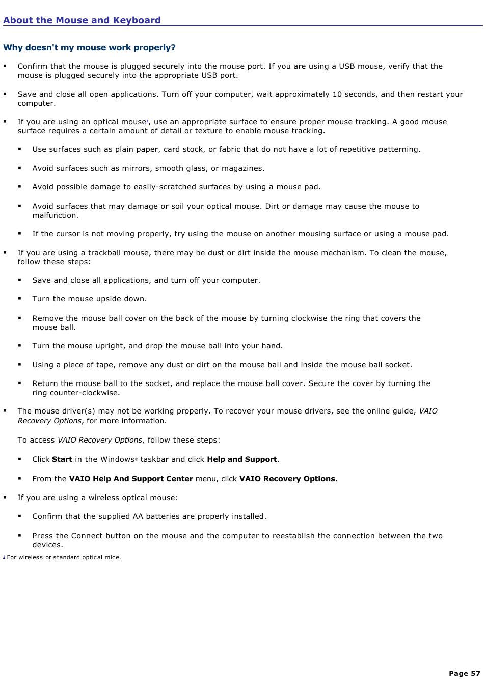 Why doesn't my mouse work properly | Sony PCV-RZ45G User Manual | Page 57 / 91