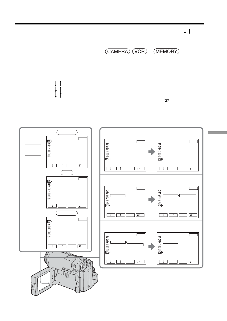 Changing the menu settings, Menu, Press exit. — customizing your camcorder | Sony DCR-TRV33 User Manual | Page 175 / 220