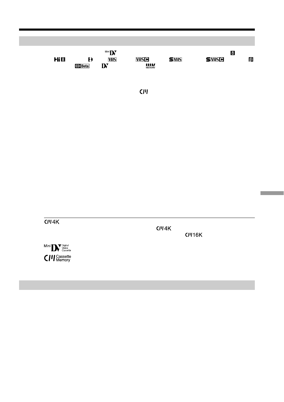Additional information, Usable cassettes | Sony DCR-TRV33 User Manual | Page 197 / 220