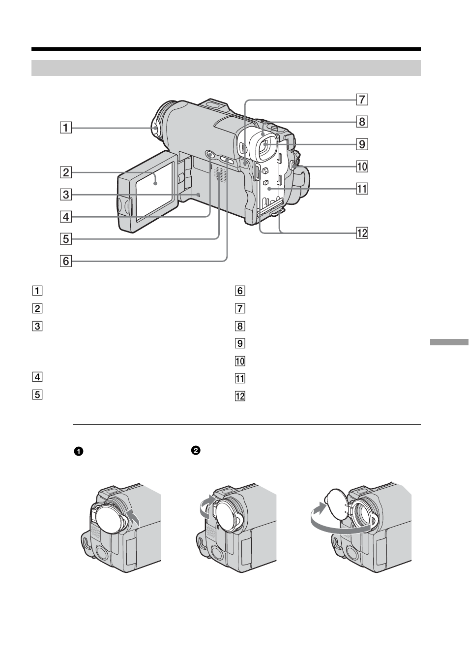 Identifying parts and controls | Sony DCR-TRV33 User Manual | Page 213 / 220