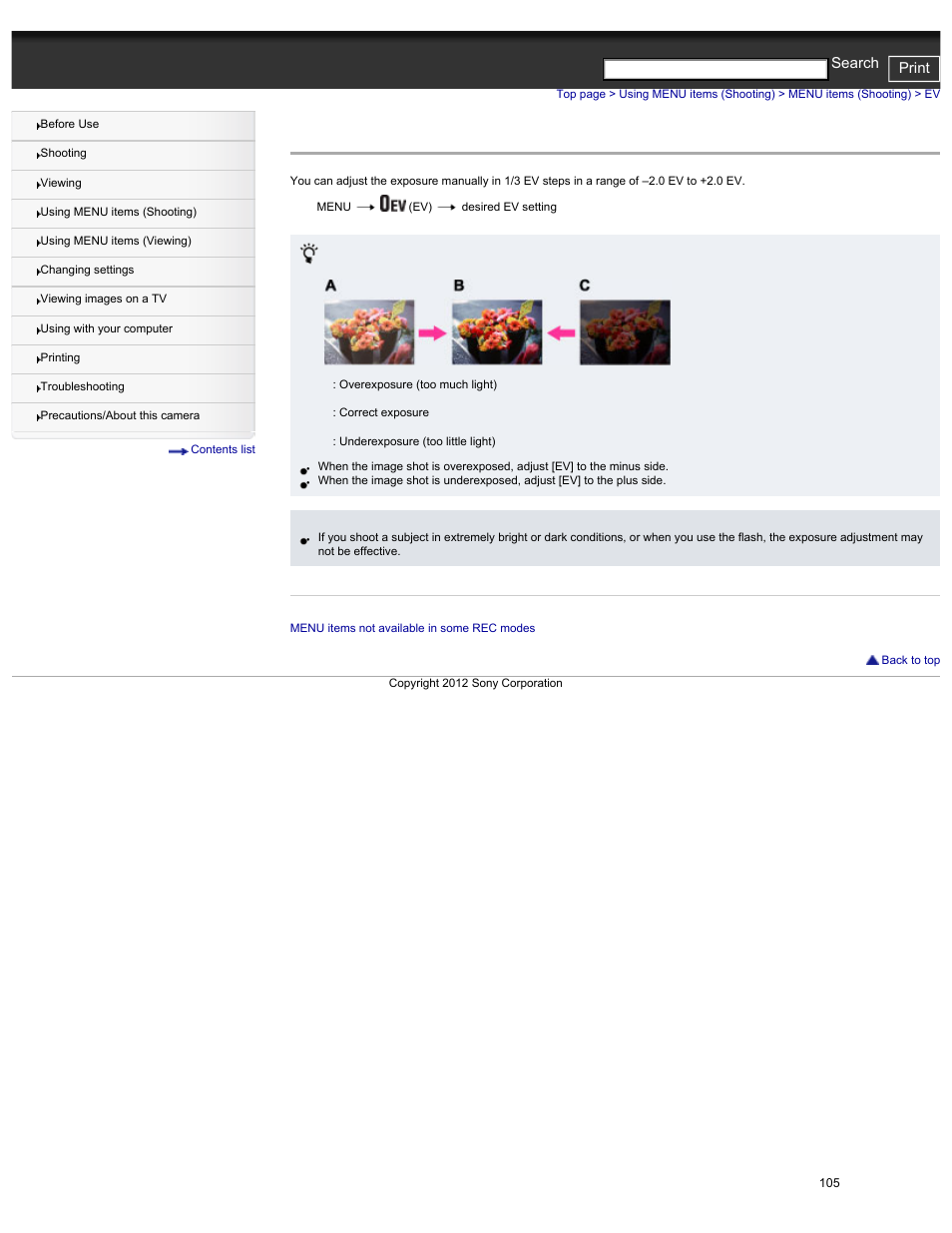Cyber-shot user guide print search | Sony DSC-HX30V User Manual | Page 114 / 276