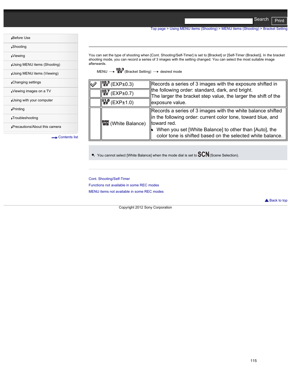 Bracket setting | Sony DSC-HX30V User Manual | Page 124 / 276