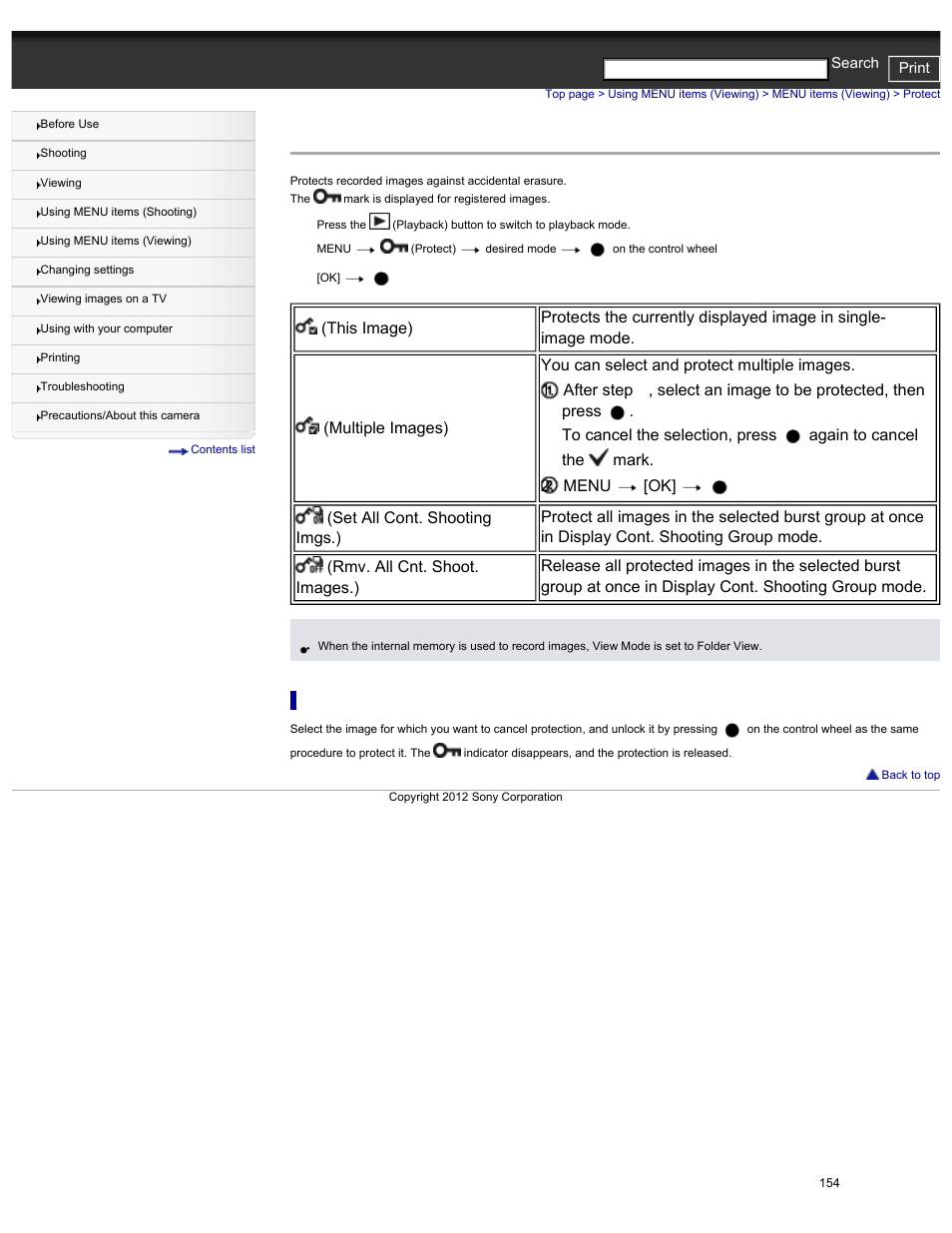 Protect | Sony DSC-HX30V User Manual | Page 163 / 276