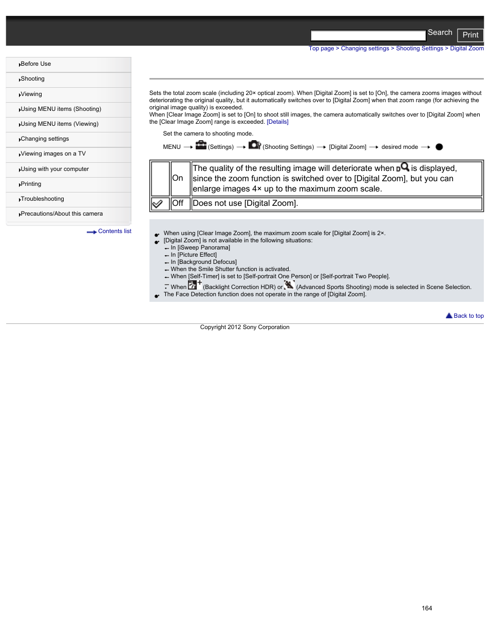 Digital zoom, Details, Digital zoom] to [off | Cyber-shot user guide print search | Sony DSC-HX30V User Manual | Page 173 / 276