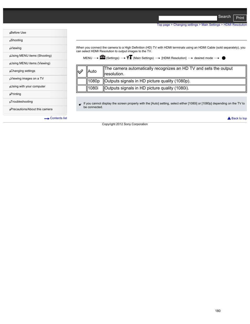 Hdmi resolution | Sony DSC-HX30V User Manual | Page 189 / 276