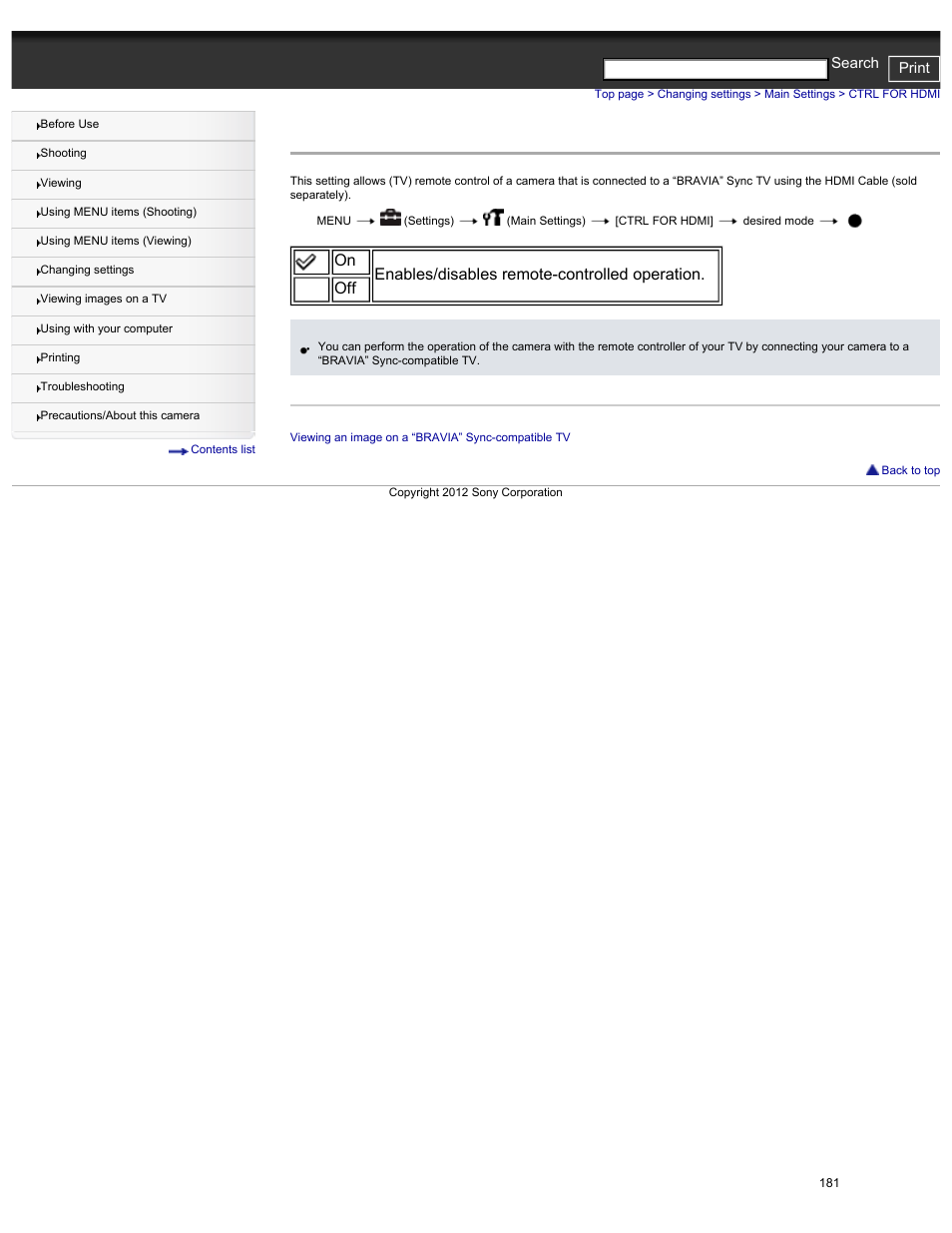 Ctrl for hdmi | Sony DSC-HX30V User Manual | Page 190 / 276
