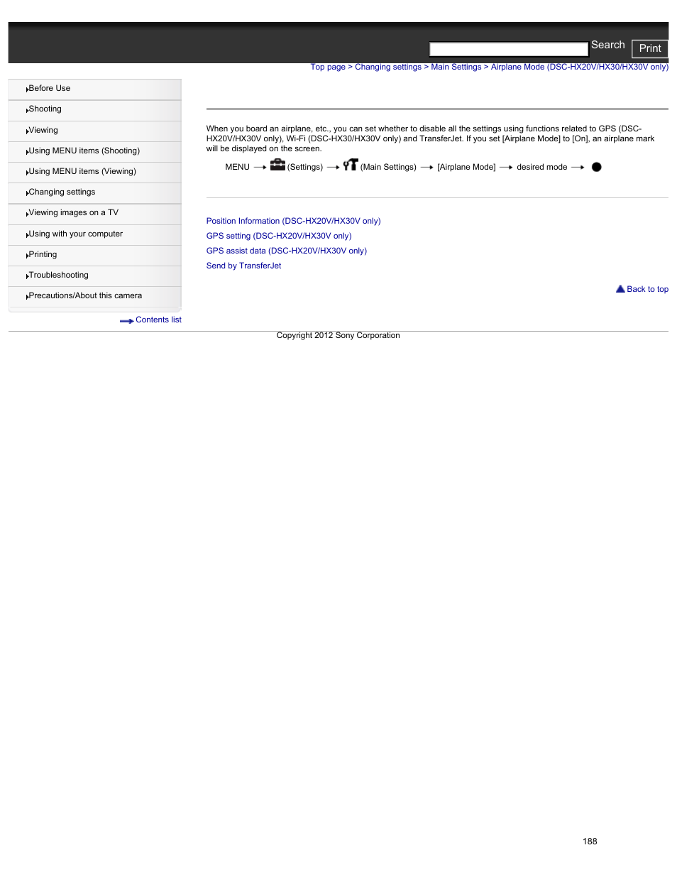 Airplane mode (dsc-hx20v/hx30/hx30v only), Settings), Details | Cyber-shot user guide print search | Sony DSC-HX30V User Manual | Page 197 / 276