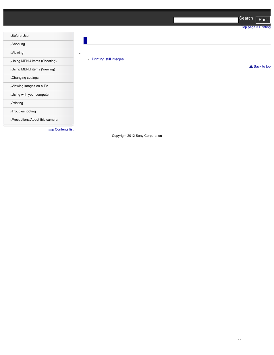 Printing, Cyber-shot user guide print search | Sony DSC-HX30V User Manual | Page 20 / 276