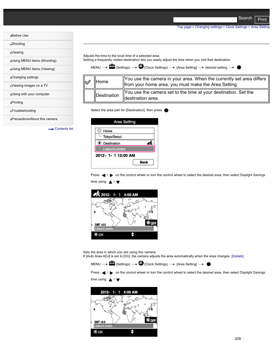 Area setting | Sony DSC-HX30V User Manual | Page 218 / 276