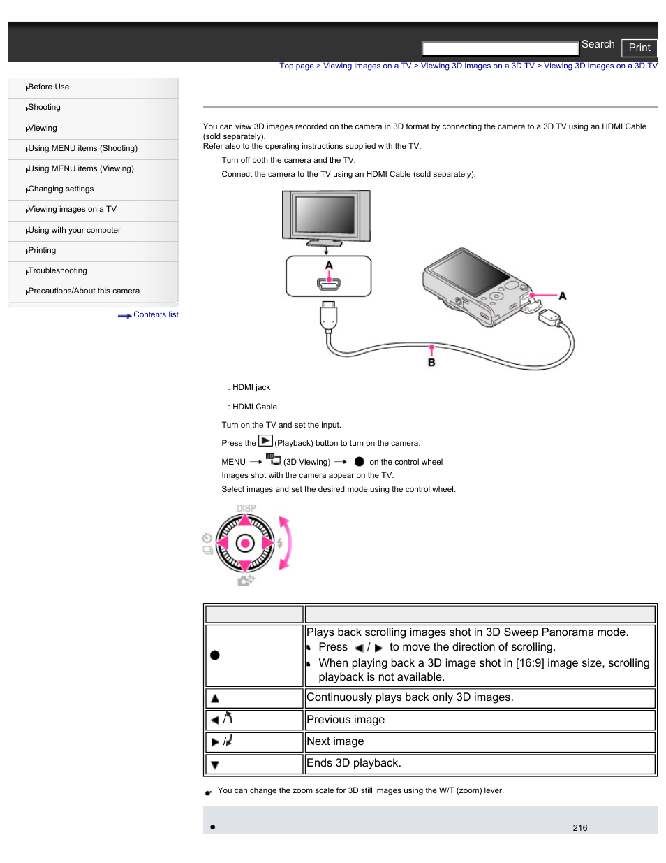 Viewing 3d images on a 3d tv, Press / to move the direction of scrolling | Sony DSC-HX30V User Manual | Page 225 / 276