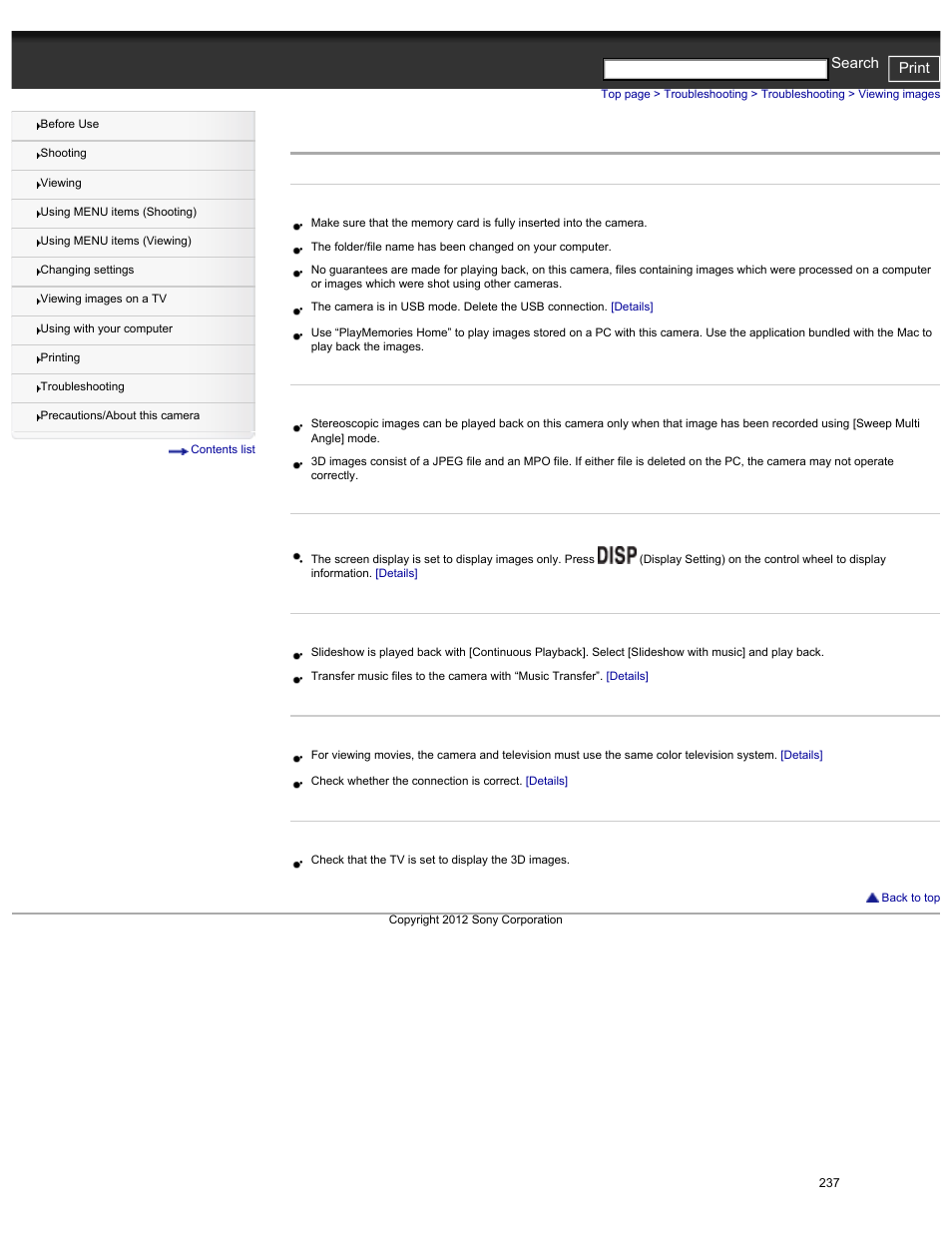 Viewing images, Cyber-shot user guide print search | Sony DSC-HX30V User Manual | Page 246 / 276