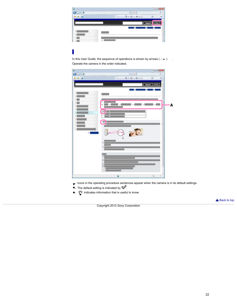 Marks and notations used in this user guide | Sony DSC-HX30V User Manual | Page 31 / 276