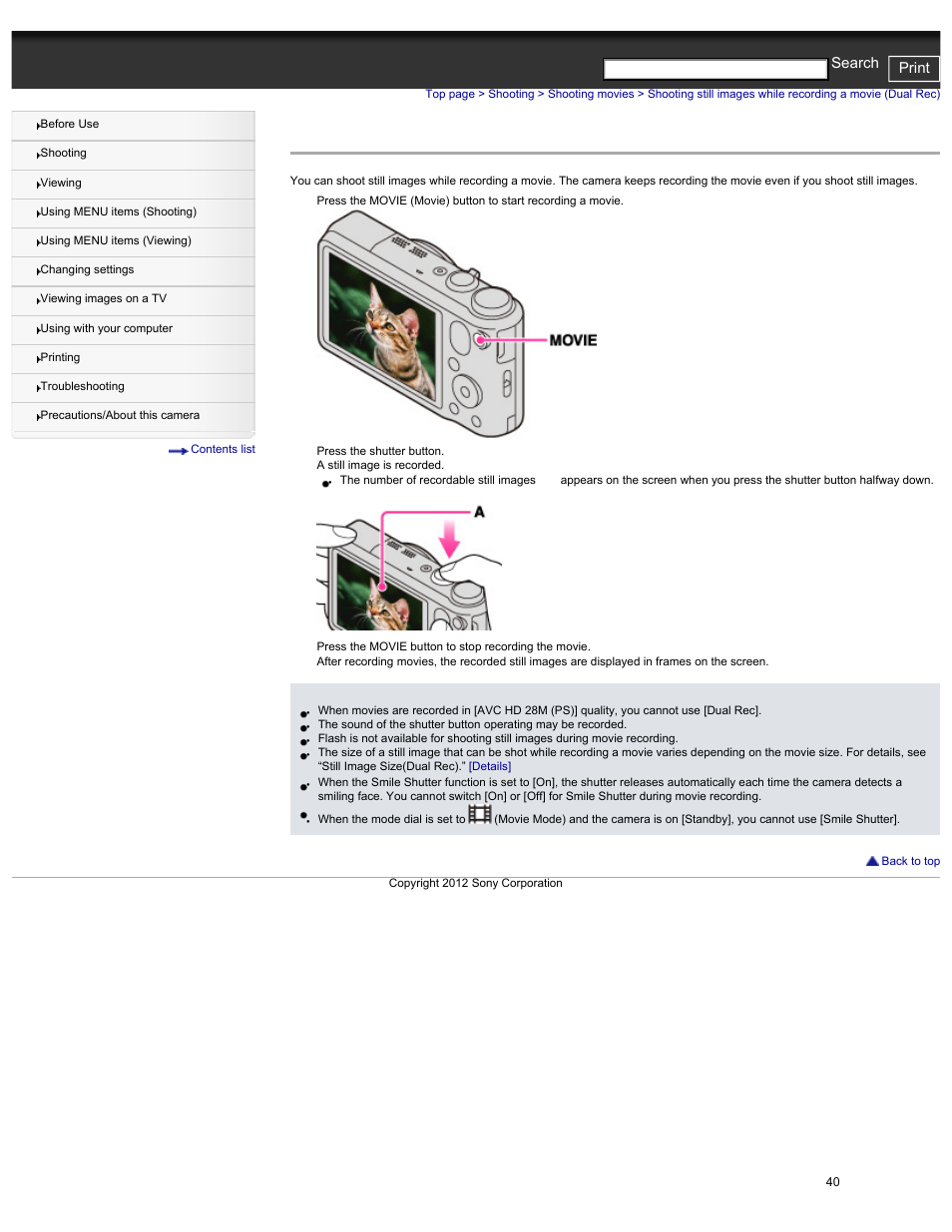 Cyber-shot user guide print search | Sony DSC-HX30V User Manual | Page 49 / 276