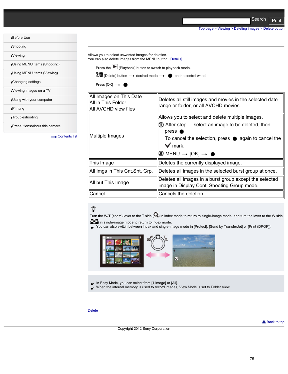 Delete button | Sony DSC-HX30V User Manual | Page 84 / 276