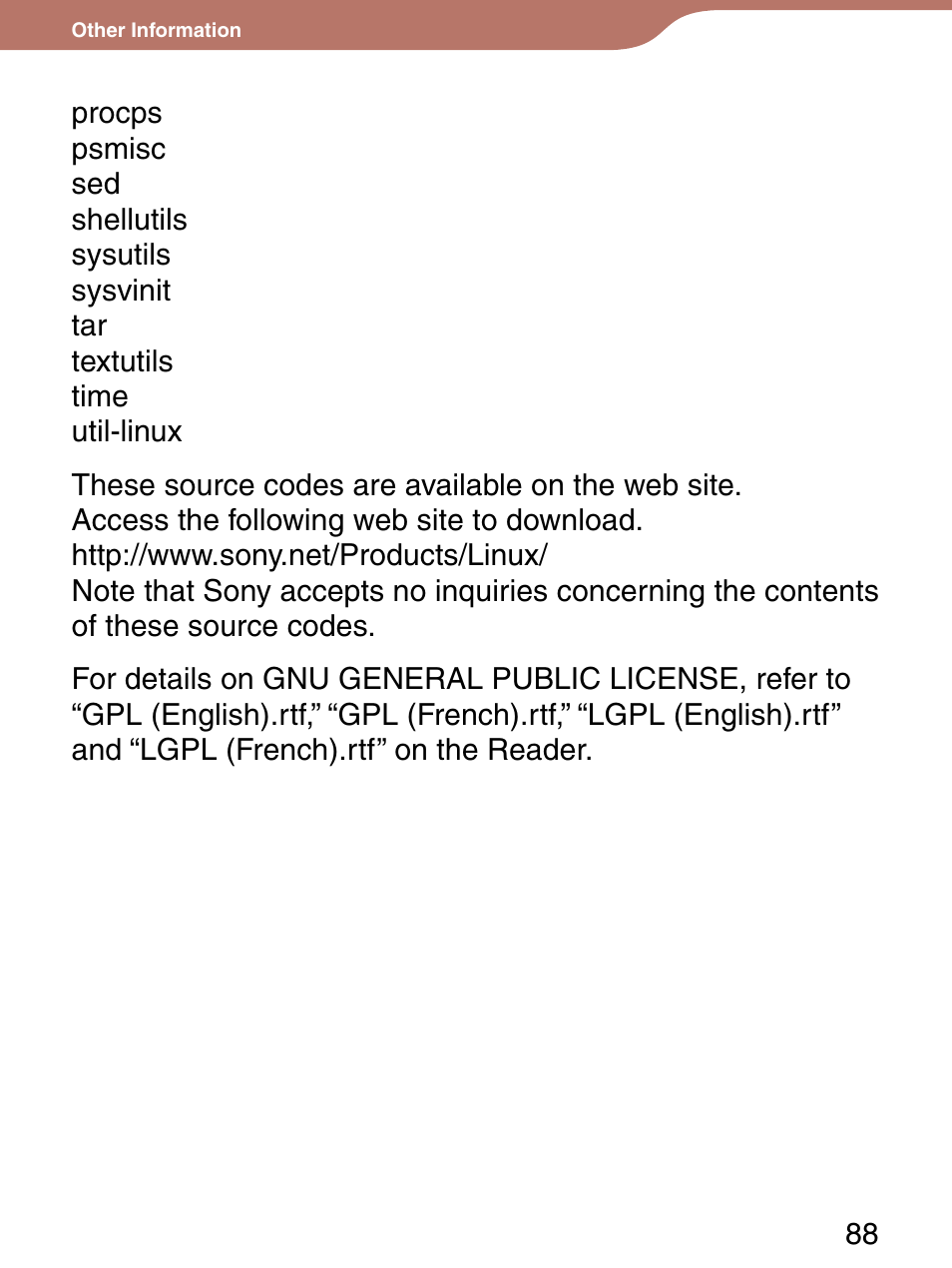 Sony PRS-300LC User Manual | Page 88 / 92