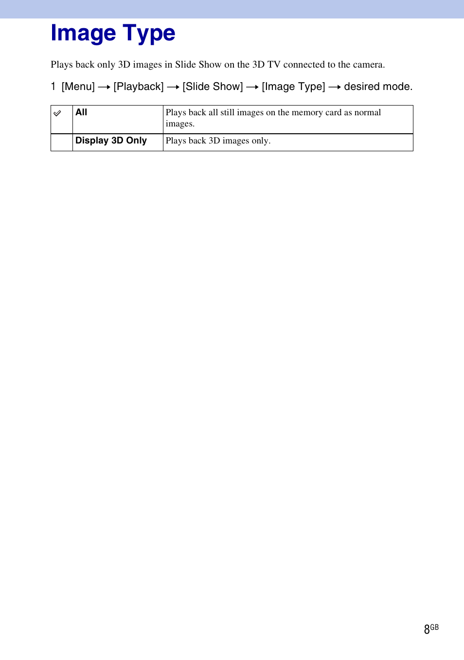 Image type, Slide show, T image type | Sony NEX-3 User Manual | Page 8 / 9