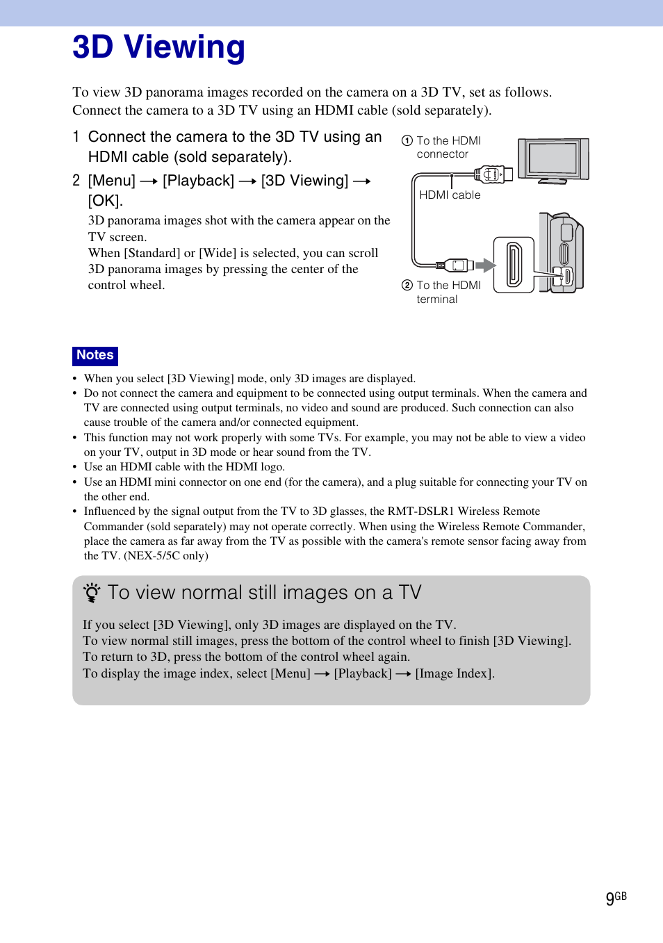 3d viewing | Sony NEX-3 User Manual | Page 9 / 9