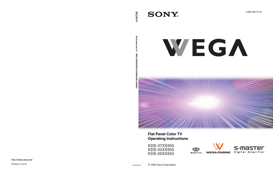 Flat panel color tv operating instructions | Sony KDE-37XS955 User Manual | Page 128 / 128