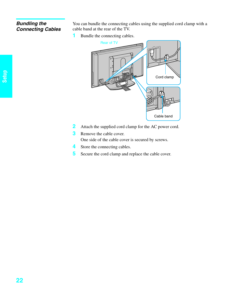 Bundling the connecting cables | Sony KDE-37XS955 User Manual | Page 24 / 128