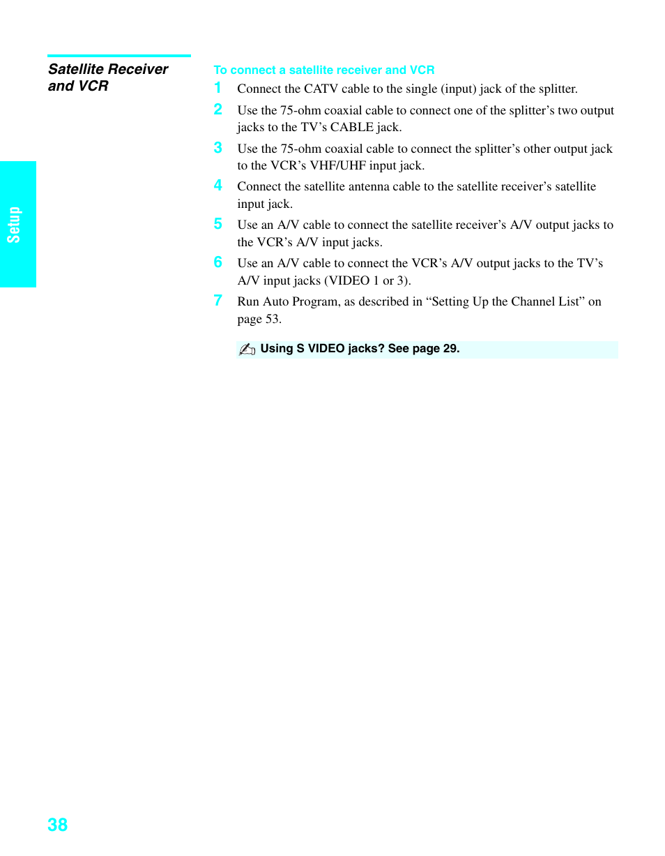 Satellite receiver and vcr | Sony KDE-37XS955 User Manual | Page 40 / 128