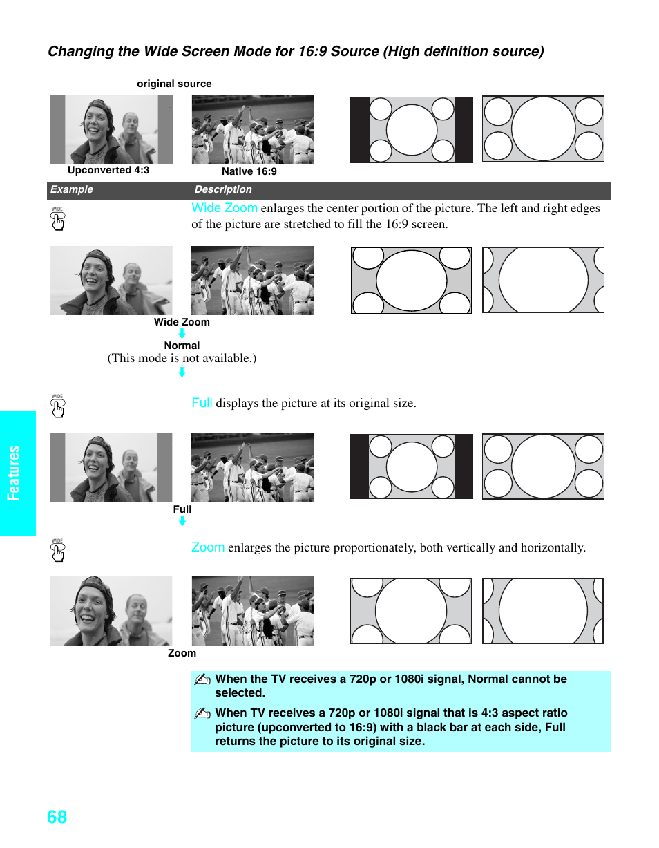 D 68, Features | Sony KDE-37XS955 User Manual | Page 70 / 128