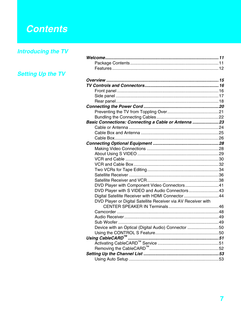 Sony KDE-37XS955 User Manual | Page 9 / 128