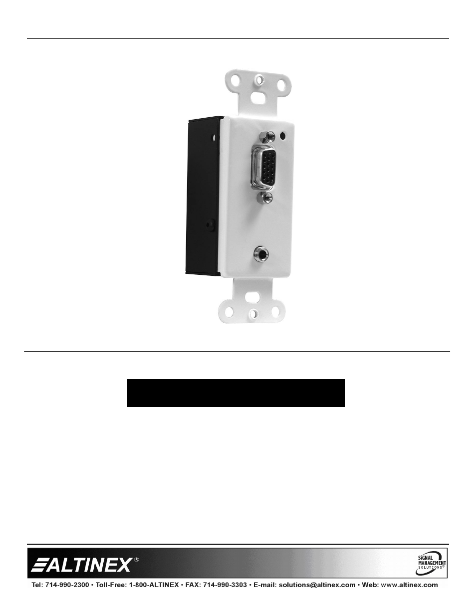 Altinex Intera Video+Audio to Twisted Pair (UTP) Transmitter DS801-110 User Manual | 10 pages