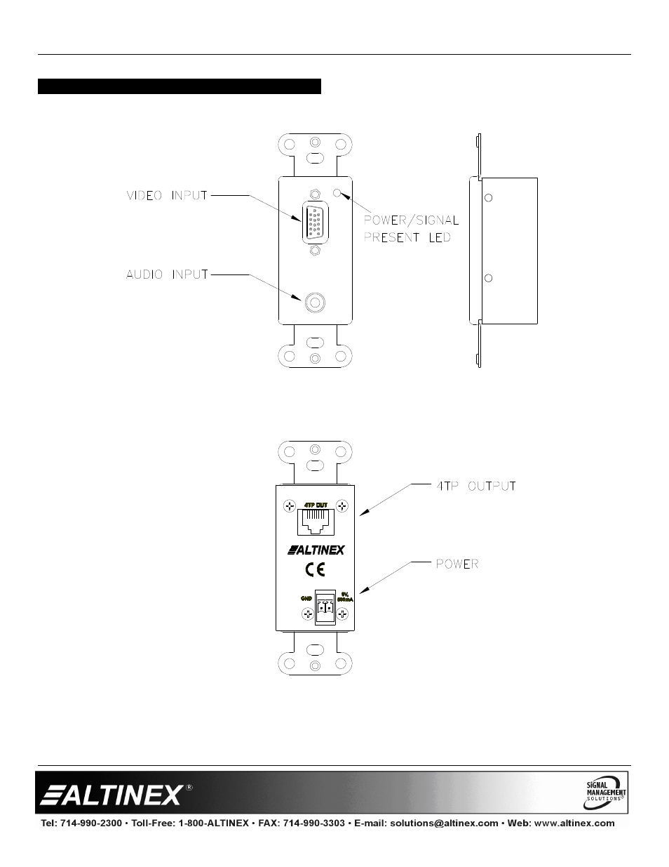 Product description, Special application | Altinex Intera Video+Audio to Twisted Pair (UTP) Transmitter DS801-110 User Manual | Page 6 / 10