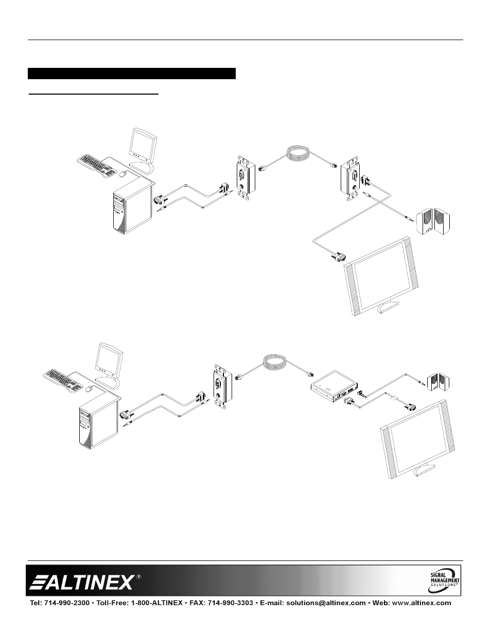 Application diagrams, Diagram 1: typical setups, Special application | Altinex Intera Video+Audio to Twisted Pair (UTP) Transmitter DS801-110 User Manual | Page 7 / 10