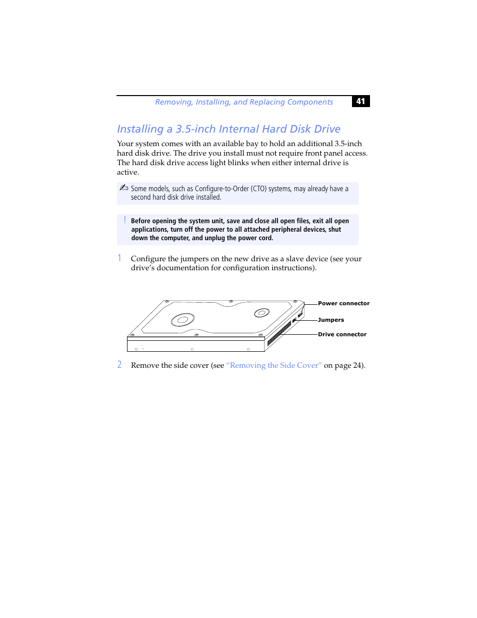 Installing a 3.5-inch internal hard disk drive | Sony PCV-RX460 User Manual | Page 55 / 114