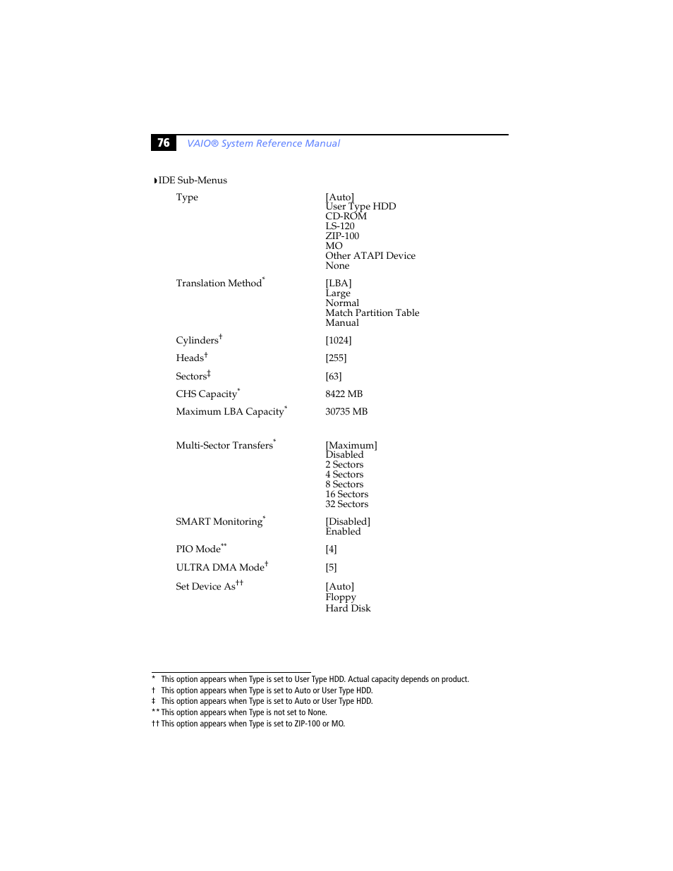 Ide sub-menus | Sony PCV-RX460 User Manual | Page 90 / 114