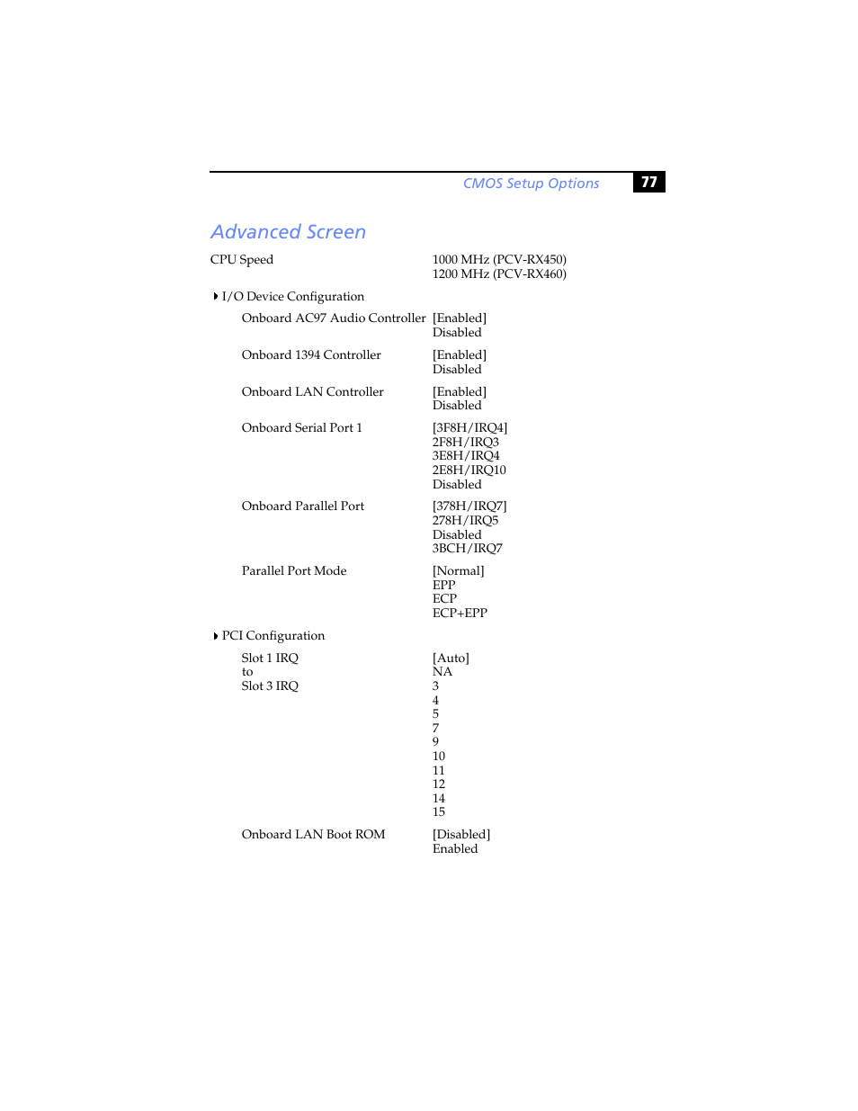 Advanced screen | Sony PCV-RX460 User Manual | Page 91 / 114