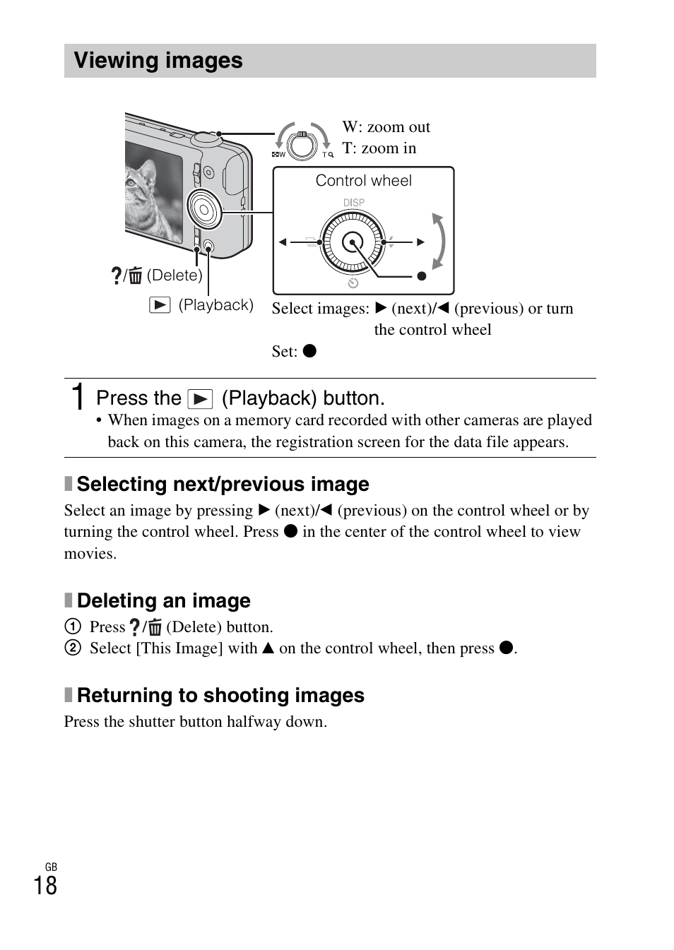 Viewing images | Sony DSC-WX50 User Manual | Page 18 / 64