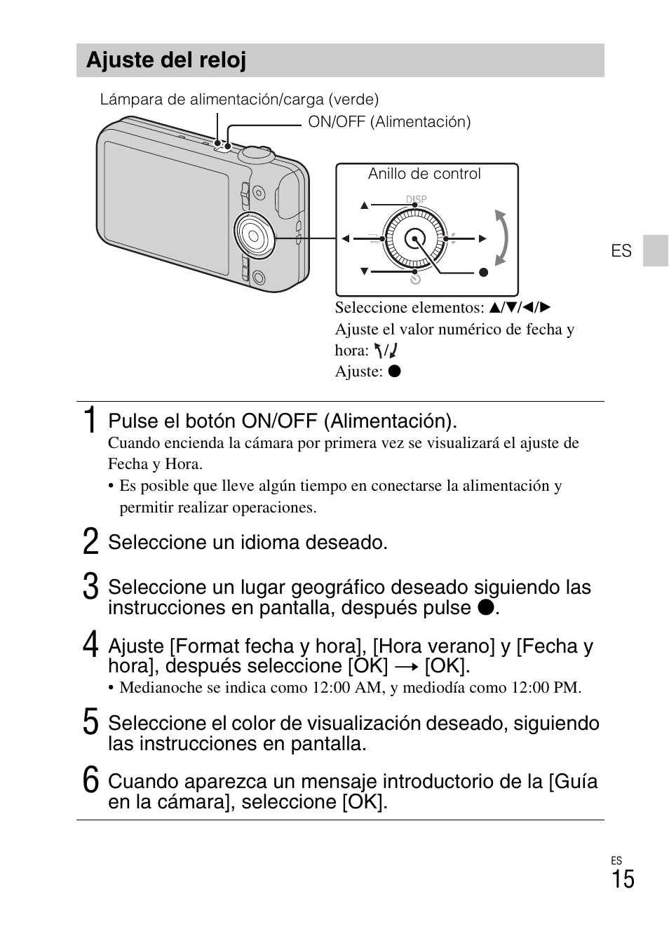 Ajuste del reloj | Sony DSC-WX50 User Manual | Page 45 / 64