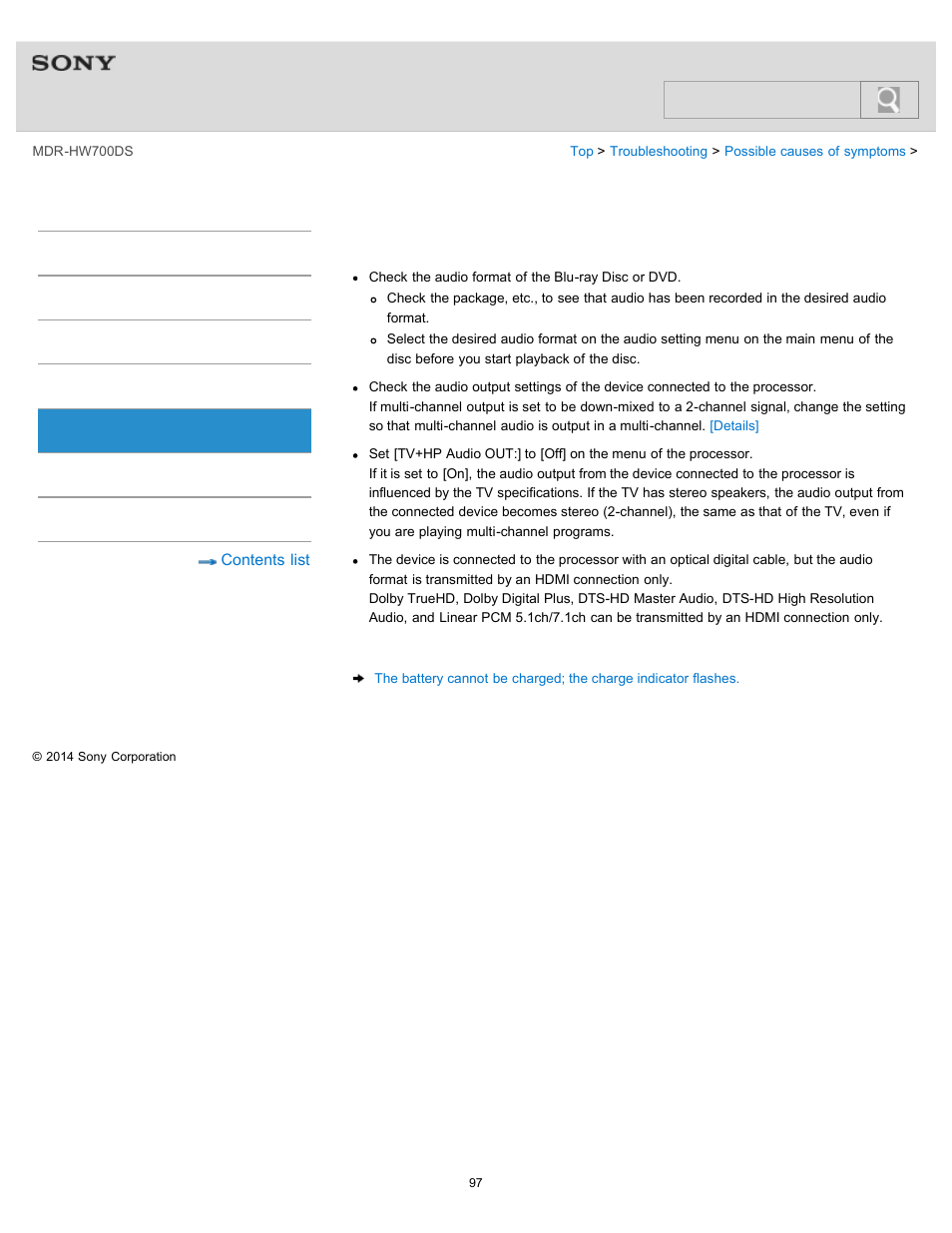 Details, Help guide, Search | Sony MDR-HW700DS User Manual | Page 101 / 117