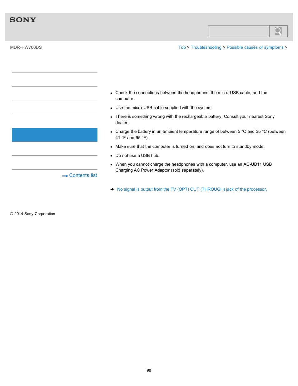 Help guide, Search | Sony MDR-HW700DS User Manual | Page 102 / 117