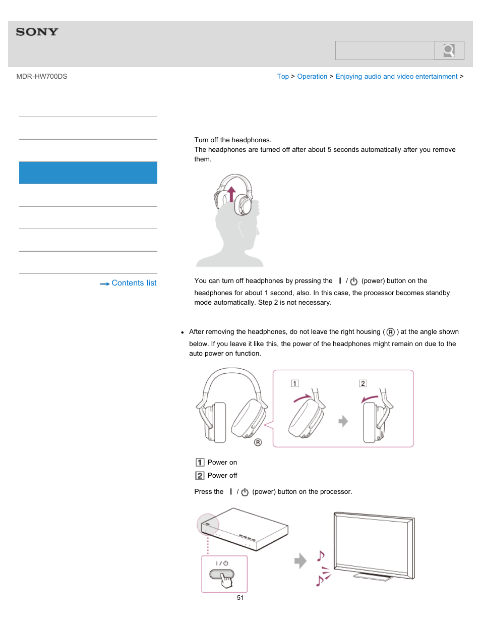 When you finished using the system, Help guide, Search | Sony MDR-HW700DS User Manual | Page 55 / 117
