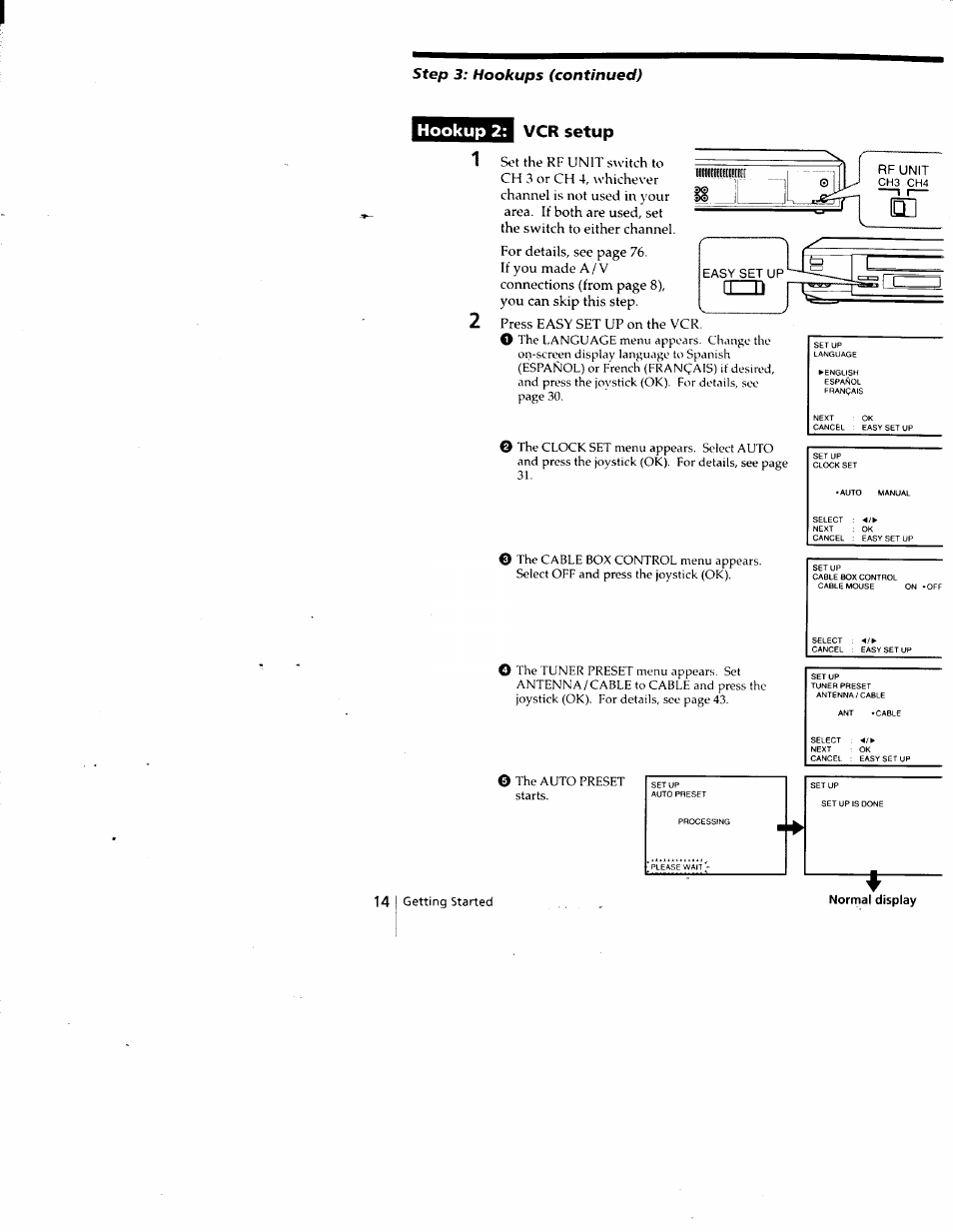 Cprawct vcr setup | Sony SLV-788HF User Manual | Page 14 / 88