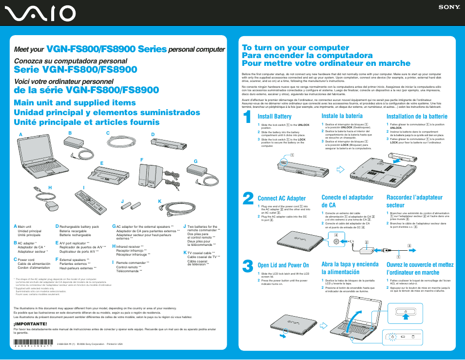 Sony VGN-FS840 User Manual | 2 pages