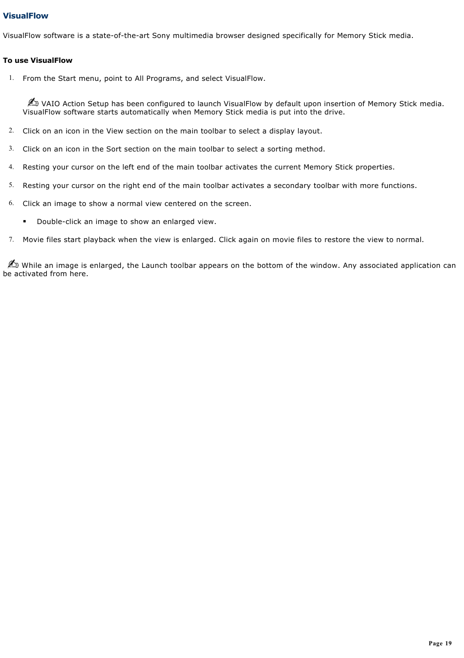 Visualflow | Sony PCG-SRX99 User Manual | Page 19 / 182