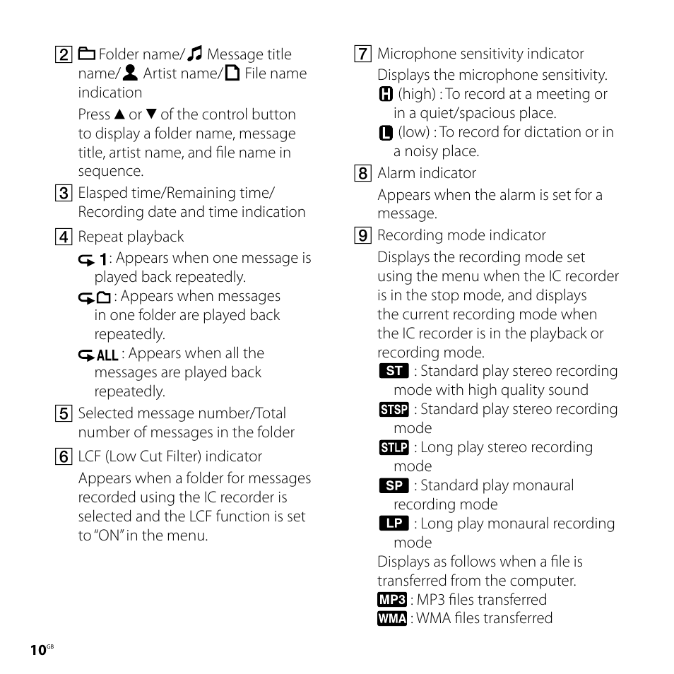 Sony ICD-UX71F User Manual | Page 10 / 112