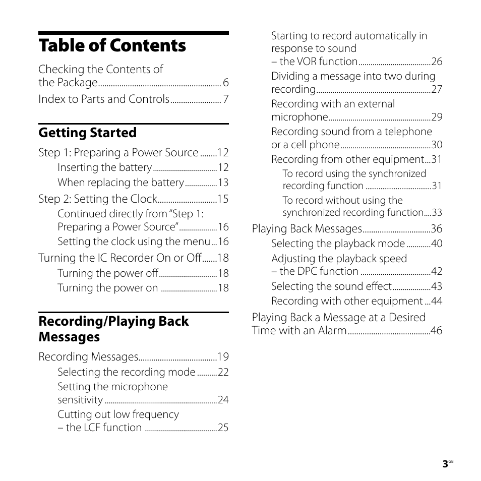 Sony ICD-UX71F User Manual | Page 3 / 112