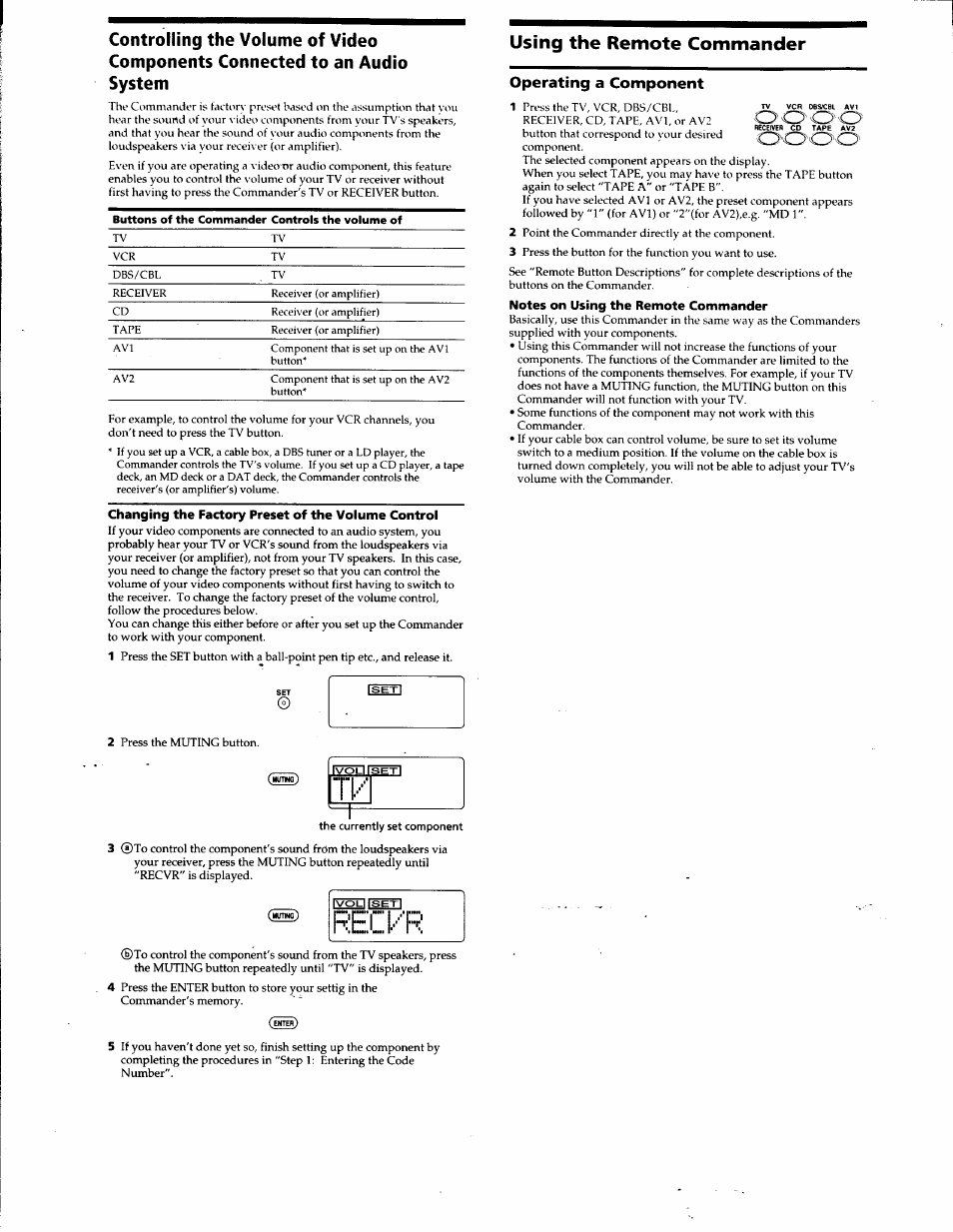 Using the remote commander | Sony RM-V60 User Manual | Page 3 / 8